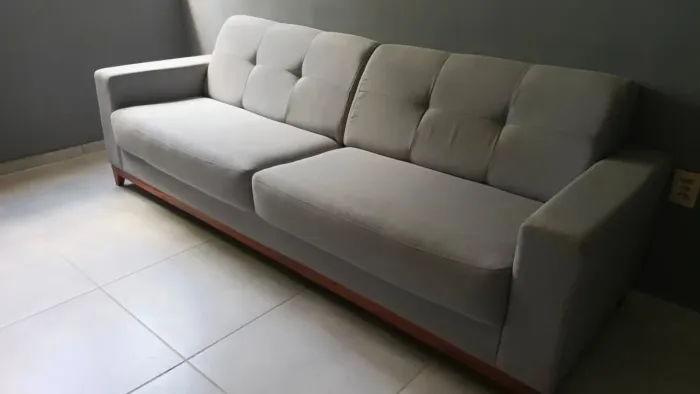 Sofá 4 Lugares Herval Safira - Linho Cinza Claro (Novo)