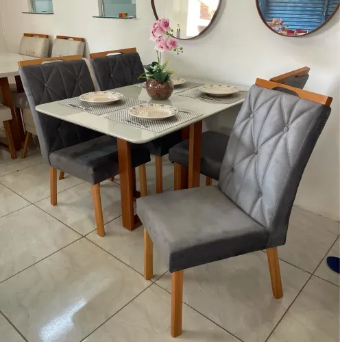 Mesa de Jantar 120x90cm Com 4 Cadeiras