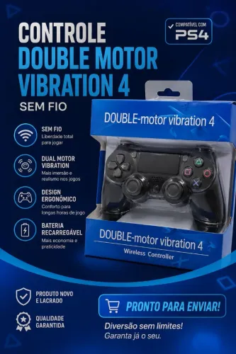 ? Controle PS4 Double Motor Vibration 4 - Qualidade e Diversão! ?