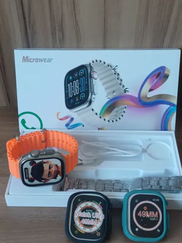 Smartwatch ultra com pulseira extra responde WhatsApp 