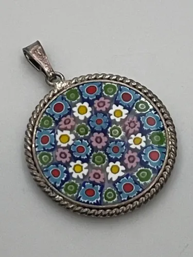 Pingente Millefiori Murano - Prata 925 - 27mm
