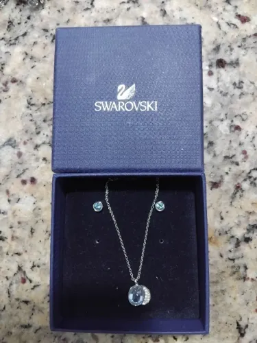 Colar e brincos swarovski blue