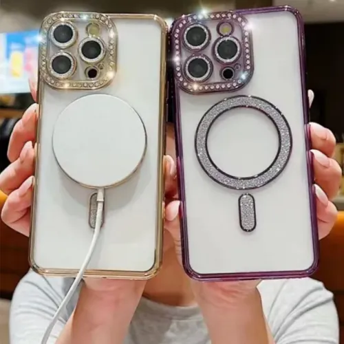 Capa de Alta Qualidade Para iPhone Com Diamante Com MagSafe