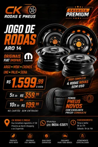 Jogo de Rodas NOVAS Aro 14 Originais Fiat_Aceito Cartão*