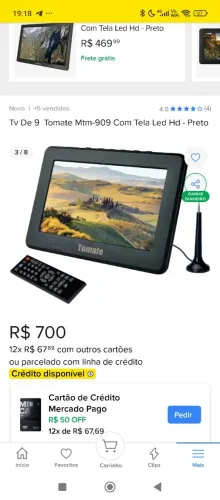 Tv portátil .tomate 9 pol