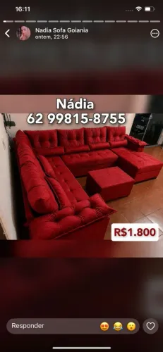 SOFÁ VERMELHO DE CANTO COM CHAISE
