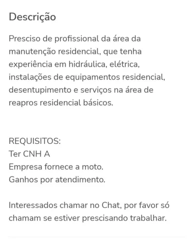 VAGA PARA MARIDO DE ALUGUEL 
