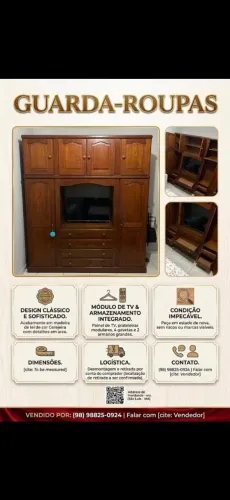 Guarda roupas de madeira.