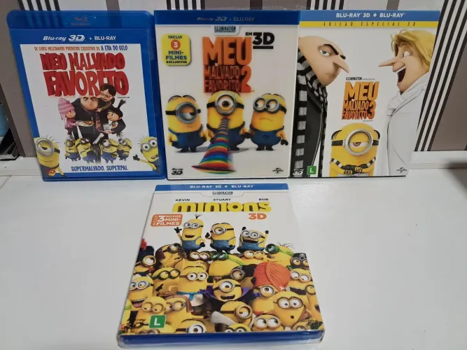 Coleção Blu-ray 2D+3D Meu Malvado Favorito 1,2,3 e Minions 1