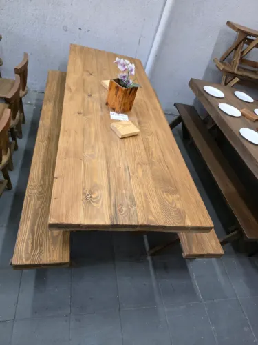 Mesa nova rústica para área gourmet área churrasco pronta entrega
