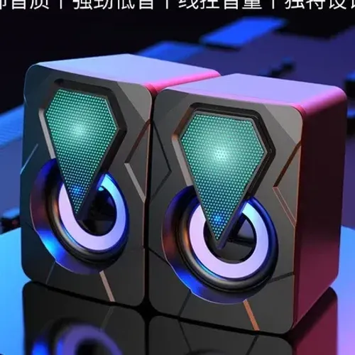 caixa de som pc gamer com luz rgb estereo 2.0 para computador