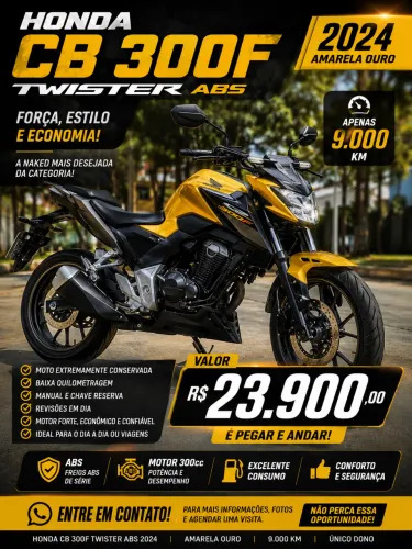 HONDA CB 300F TWISTER ABS 2024 - OPORTUNIDADE!