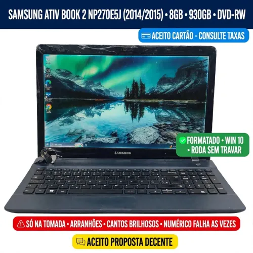 Notebook Samsung ATIV Book 2 NP270E5J (2014/2015) i5-4210U 8GB 930GB DVD-RW Win10