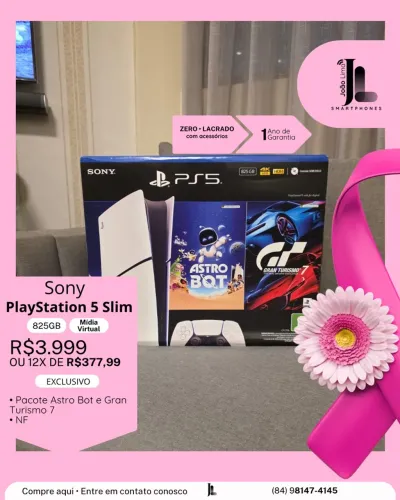 SONY PLAYSTATION 5 SLIM, DOIS JOGOS, 825Gb, MÍDIA VIRTUAL, LACRADO, EXCLUSIVO!