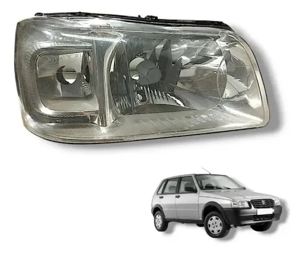 Farol Direito Fiat Uno Pit Bull 2005-2012 Amarelado Detalhe Direito/passageiro
