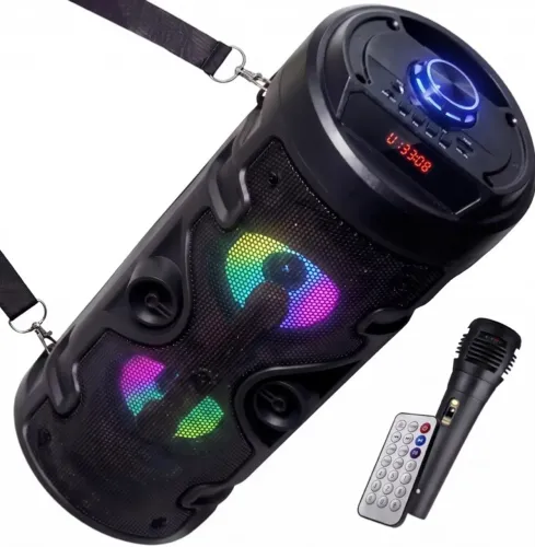 Caixa de som Bluetooth Portátil Com Microfone Controle E Alça Grande iluminação Rgb