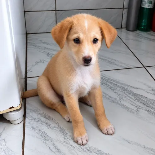 Filhote fêmea de Husky Siberiano e Golden Retriever