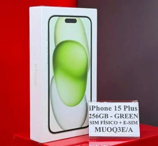 Apple iPhone 15 Plus 256GB - Verde Chip Fisico+Chip Virtual - Produto Lacrado com Garantia