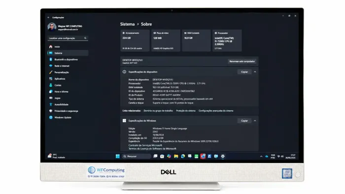 Aio Dell Inspiron 3477 Core I5 7 Ger. 24 Touch 16gb Ssd240