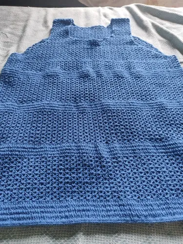 Camisa de Crochê - Azul - M