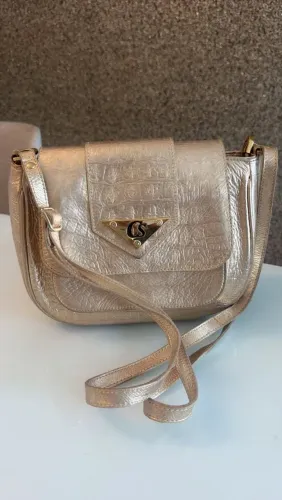 Bolsa Cármen Steffens Dourada Luxuosa.
