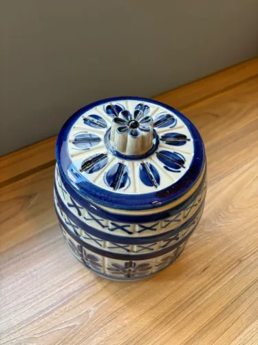 Pote Decorativo em Porcelana Monte Sião - Azul e Branco