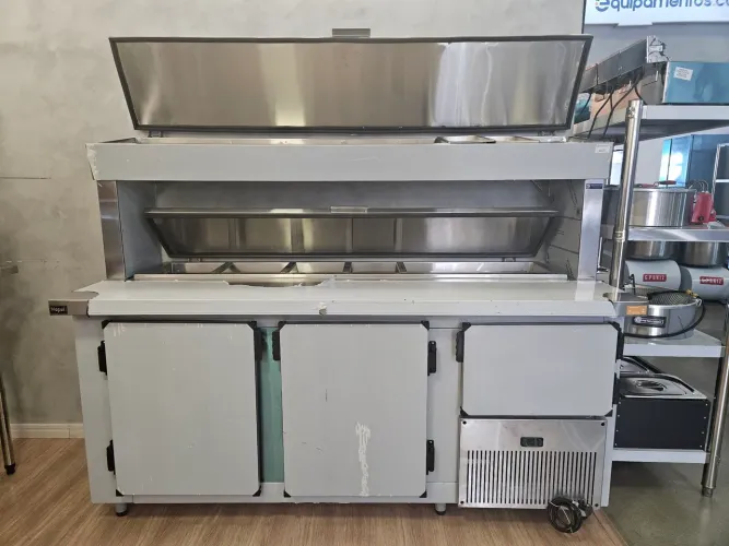 balcão de preparo refrigerado condimentadora dupla 1,90 metros novo