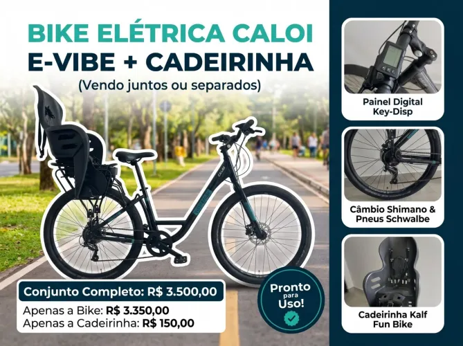 E-Bike Caloi + Cadeirinha Traseira Kalf Fun