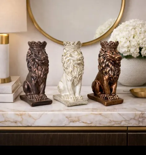 Leão Artesanal Rei Decorativo Moderno
