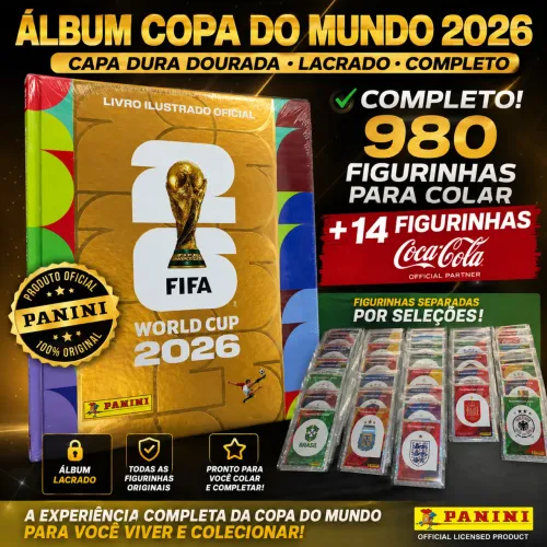 ÁLBUM COPA 2026 COMPLETO PARA COLAR - ÁLBUM LACRADO + FIGURINHAS ORIGINAIS