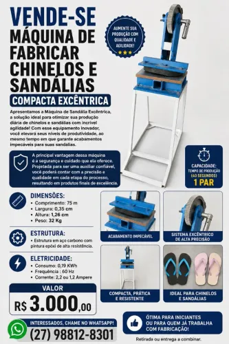 ? VENDO OU ACEITO TROCA - MÁQUINA DE FABRICAR CHINELOS E SANDÁLIAS ?