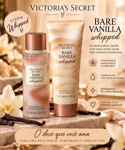 Kit Body Splash e Hidratante Victoria's Secret Bare Vanilla ORIGINAL