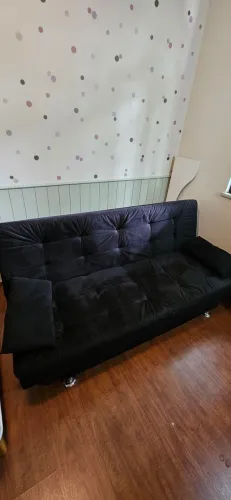 Sofá-Cama 3 Lugares Premium Suede Preto - Muito novo