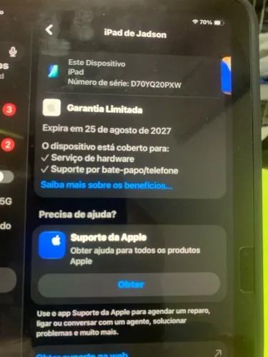 iPad 11 garantia Apple agosto 2027
