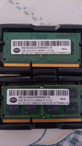 Memória RAM notebook PC3-12800S marca Crucial 2GB e 4GB DDR3