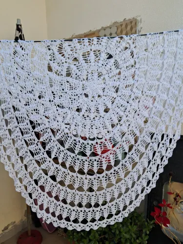 Toalha se crochet para mesa redonda 4 lugares