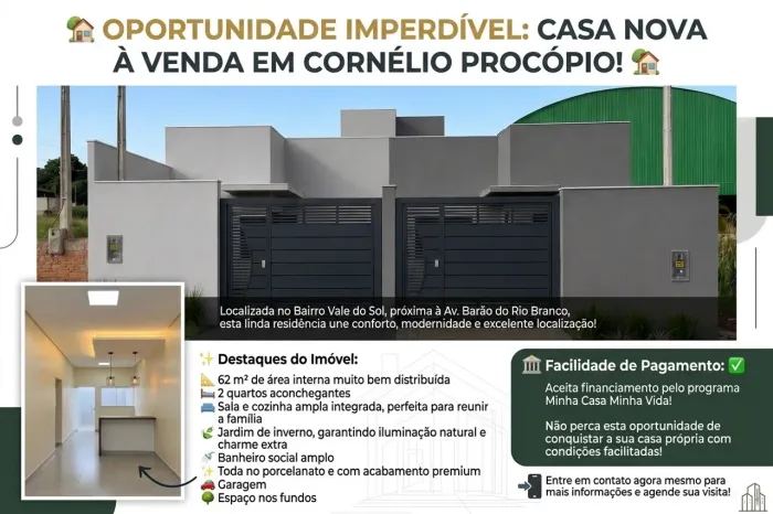 * ? OPORTUNIDADE IMPERDÍVEL! CASA NOVA NO VALE DO SOL