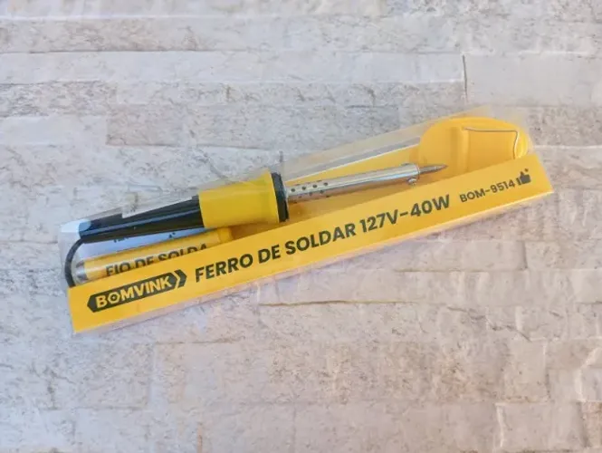 Kit Ferro de Solda Soldar Soldador 127V 40W + Estanho