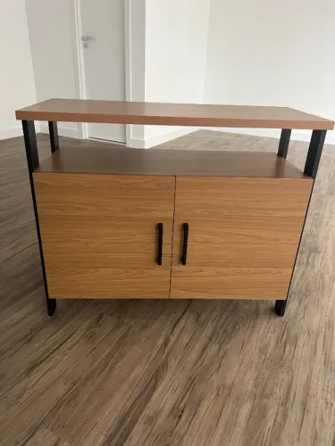 Aparador Buffet Industrial MDF 2 Portas - Freijó e Preto