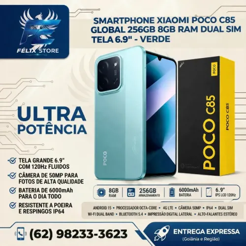 Smartphone Xiaomi Poco C85 256GB 8GB RAM Global LOJA FISICA NO SETOR COIMBRA