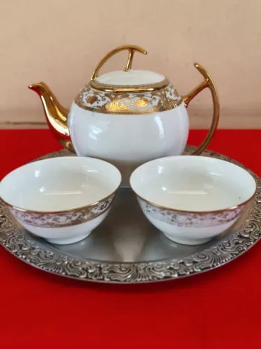 Bule de Chá Japonês Vintage N.M. Design + 2 Xícaras