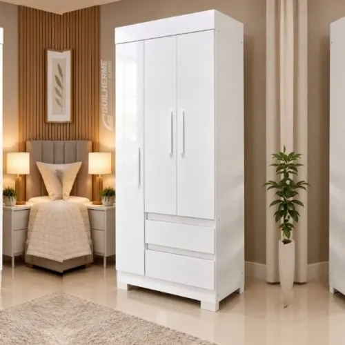 Guarda Roupa Para Solteiro 3 Portas 2 Gavetas. Produto de Fábrica - Embalado