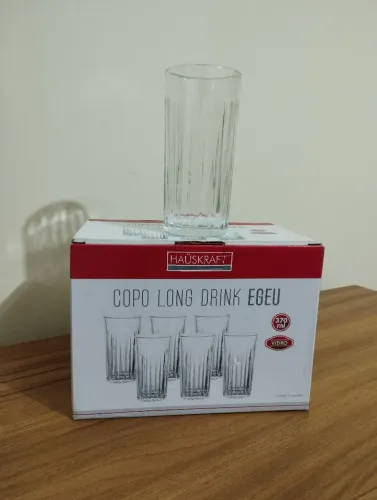 HAUSKRAFT - Copo long Drink de vidro Egeu borda 370 ml 6 peças<br>