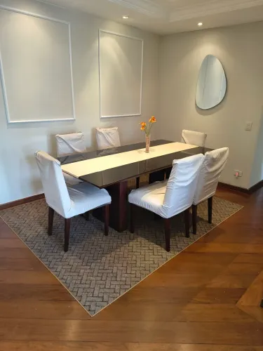 Conjunto Mesa de Jantar 6 Lugares com Tampo de Vidro + 6 Cadeiras