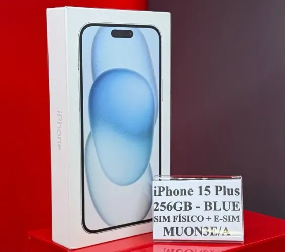 Apple iPhone 15 Plus 256GB - Azul Chip Fisico+Chip Virtual - Produto Lacrado com Garantia