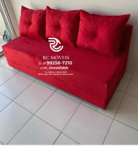 Sofá Cama completa Bicama estruturada 1,70m Suede D33 Compacto e Funcional | Qualidade Gar