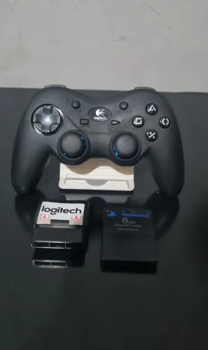 Controle Ps2 Logitech Cordless Action + Memory Card Original