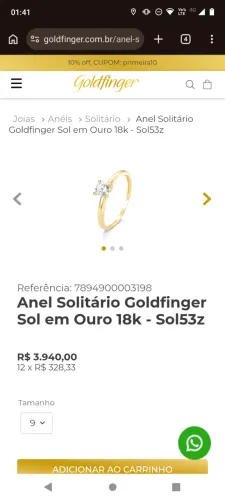 Anel de ouro 18k com 4 pontas diamante cravejado, tem a garantia