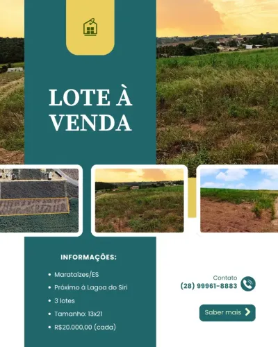 3 lotes, 13x21, Localizado em Lagoa do Siri 2 - Marataízes/ES