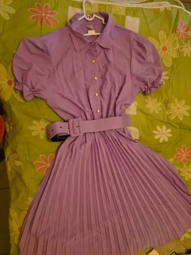 Vestido roxo com cinto
